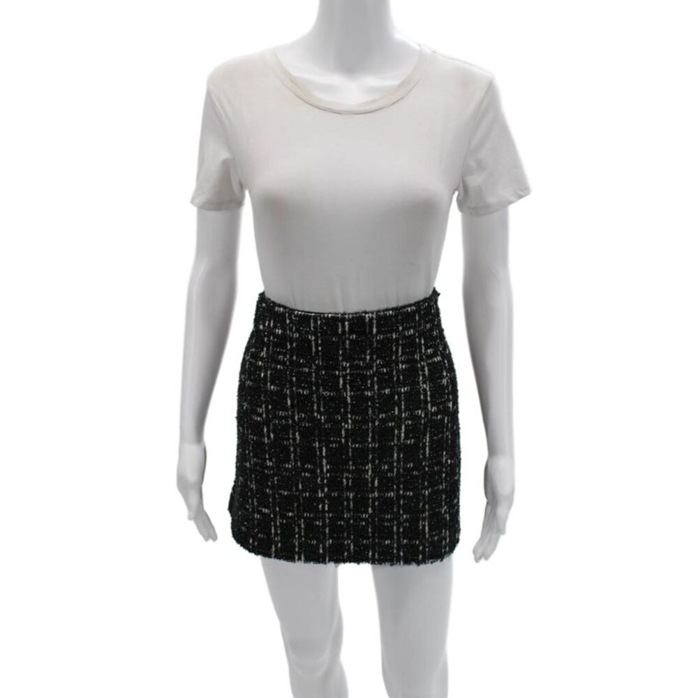 Alice + Olivia Womens Mini Pencil Skirt Black Check Size 14